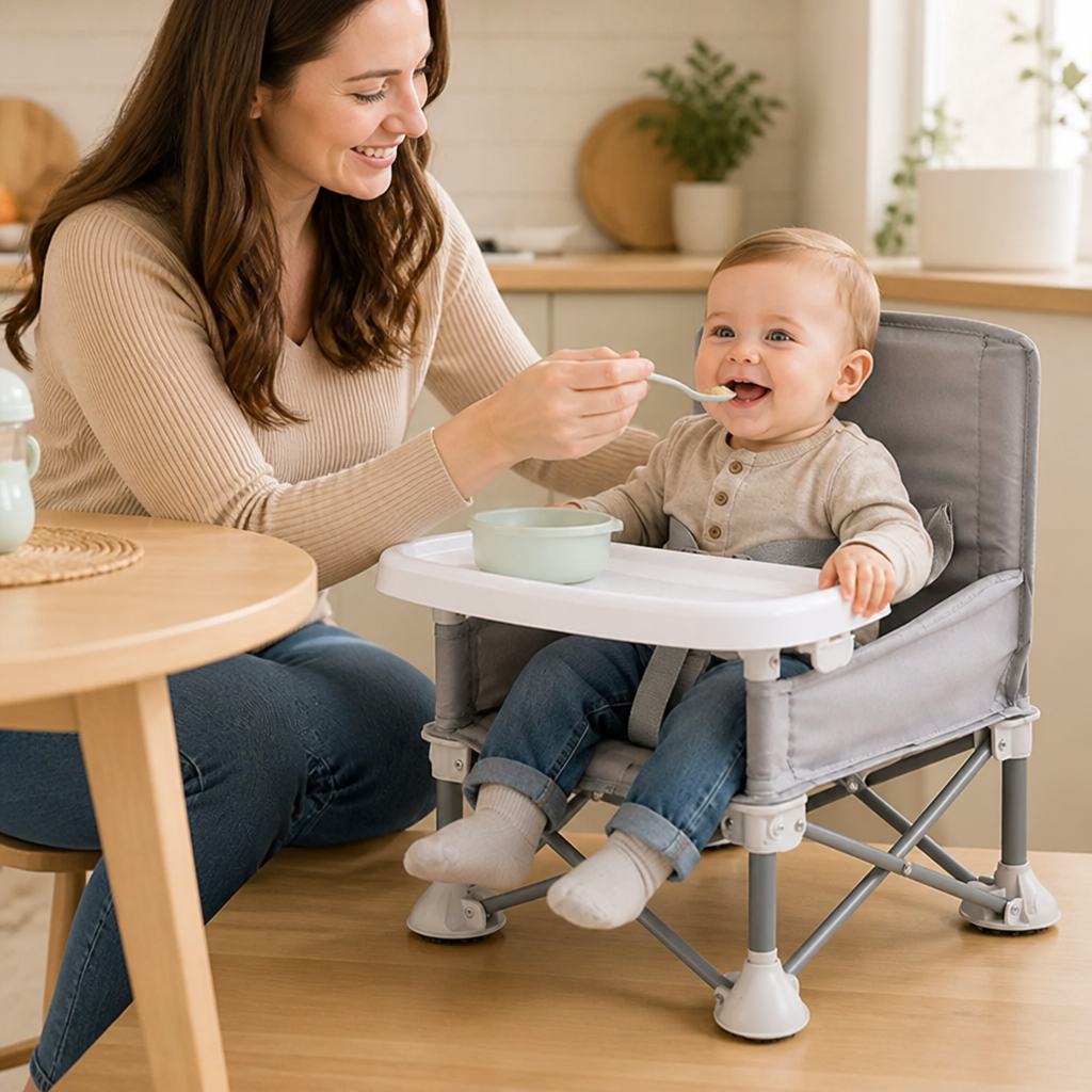 Faltbarer Kinderstuhl | Gepolsterte Rückenlehne & Herausnehmbares Tablett