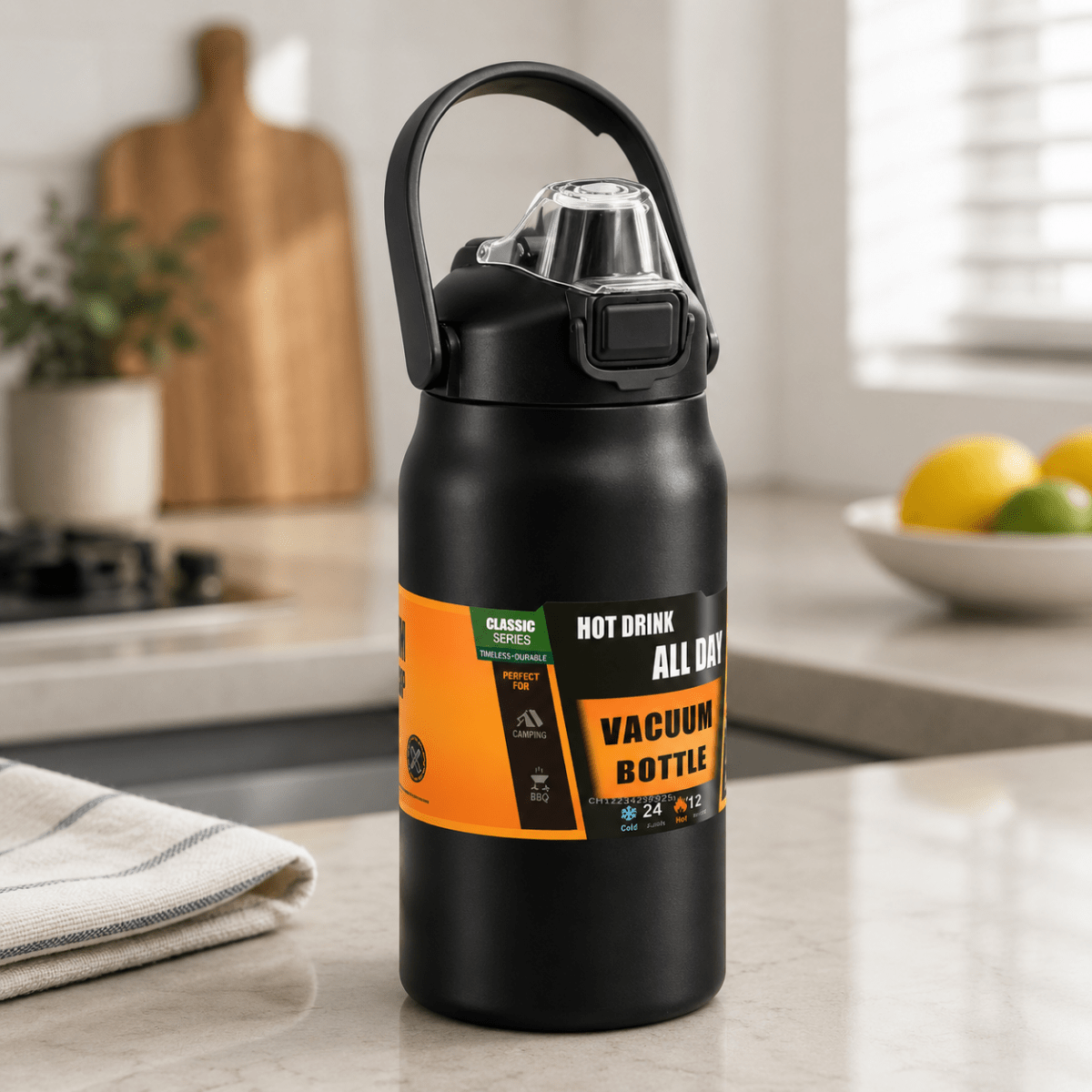 PURECHILL Thermosflasche mit Strohhalm | Trinkflasche Strohhalm Edelstahl | Isolierflasche Büro & Sport