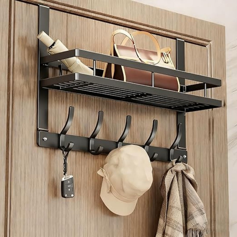Türhänger mit Aufbewahrungskorb | Haken hinter der Tür ohne Bohren | Badezimmer und Flur